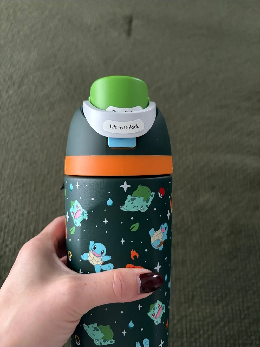 Owala Pokémon Kids Insulated Water Bottle - Dark Green with Orange Accent